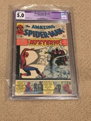 Spider - Man 13 Cgc 5.  0 White Pages (1st App Mysterio - Far From Home Movie