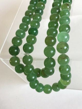 Art Deco Vintage 20’s Chinese Export Apple Green Jade Nephrite Bead Necklace 40” 5