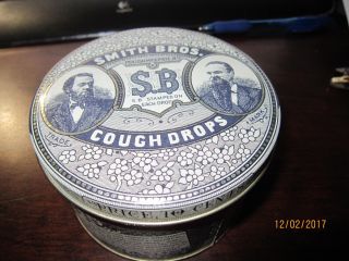 Smith Bros S.  B.  Cough Drops Tin Container Advertising Collectabl
