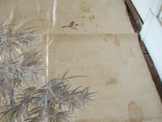 ANTIQUE CHINESE QING DYNASTY EMBROIDERY EMBROIDERED LARGE PEACOCK BANNER SIGNED 11