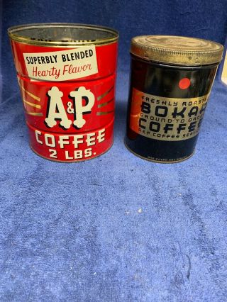 2 Vintage A & P Coffee Cans