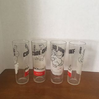 Richardson Freeze Cool Off Glasses Tumblers Root Beer Float 7 " X 2 5/8 " Vintage
