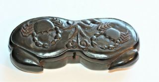 19th Century Ox Horn Chinese Spectacles Case Etui,  Shape Of A Crab,  Good Cond.