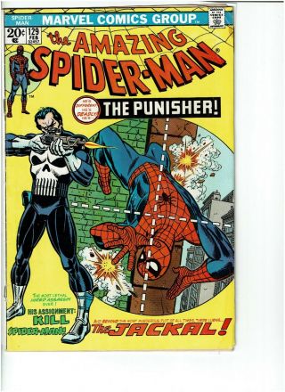 Spider - Man 129 1st Appearance Of The Punisher Vg Range (feb.  1974)