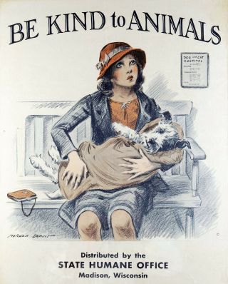11 " X14 " Be Kind To Animals Vintage Poster Print Humane Office Cruelty Prevention