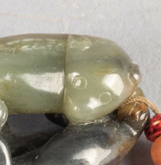 19th Manchu Style Chinese Antique Carved Jade Pendant 3