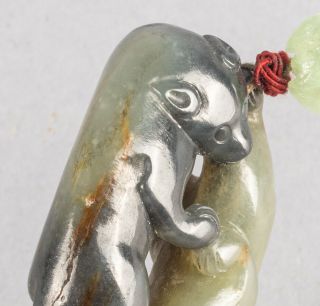 19th Manchu Style Chinese Antique Carved Jade Pendant 8
