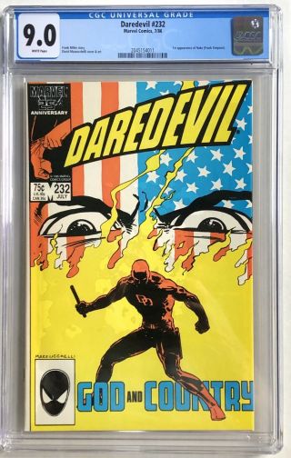 Daredevil 232 (1986 Marvel) Cgc 9.  0 1st App Of Nuke Frank Miller God & Country