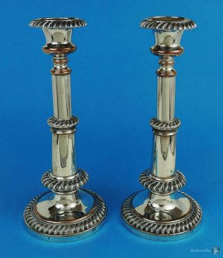 Quality Pair George Iii Old Sheffield Plate Telescopic Candlesticks C1810