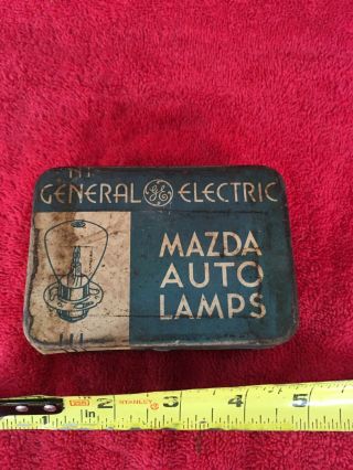 Vintage General Electric Ge Mazda Auto Lamps Lights Tin Can Gas Oil Collectible