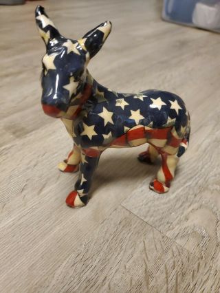 Democratic Donkey Mule Ceramic Vintage American Flag Lavie China (k)