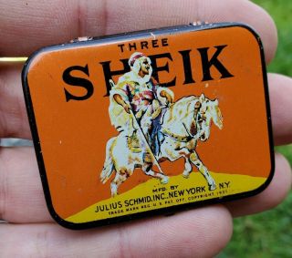 Vintage 1931 Sheik Collectible Condom Tin With Colorful Desert Graphics