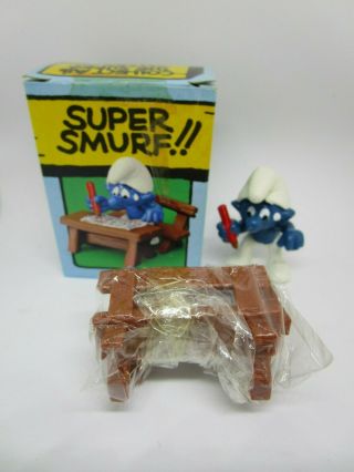 Smurfs 6724 School Desk Smurf Vintage Pvc Figurine Peyo Schleich
