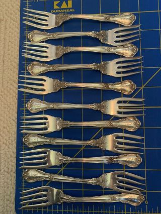 Set 11 Small Sterling Silver Gorham Fish Forks Chantilly 1895 Monogrammed “r”