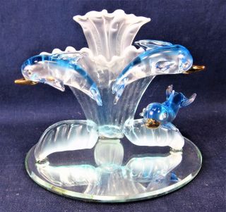 Dolphins In The Waves Hand Made Glass Sea Life Decor Figurine