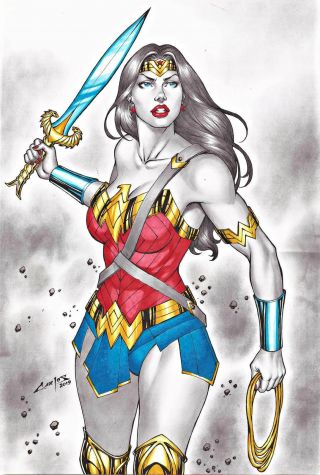 Wonder Woman By Carlos Augusto - Art Pinup Drawing