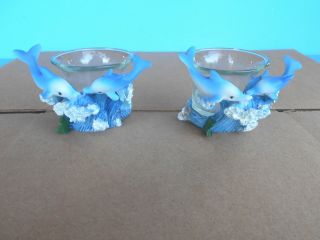 Resin Dolphin Votive Candle Holders Set Of 2 Adorable