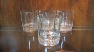 Set Of 4 Crown Royal Canadian Low Ball Rock Whiskey Glasses With Embossed Bottom