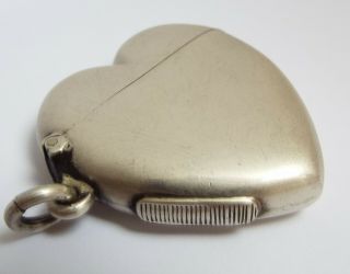 Stunning Very English Antique 1896 Sterling Silver Heart Shape Vesta Case
