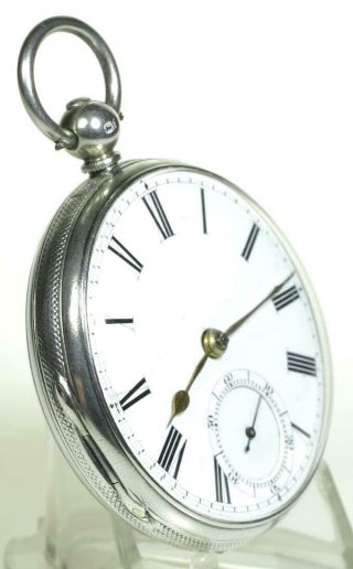 Solid sterling silver English fusee lever pocket watch 1859 cleaned & 2
