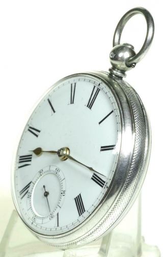 Solid sterling silver English fusee lever pocket watch 1859 cleaned & 3
