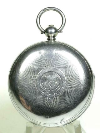 Solid sterling silver English fusee lever pocket watch 1859 cleaned & 4