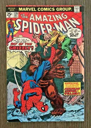 Sharp 1974 Marvel Spider - Man Comic Book 139 1st Appearance Grizzly