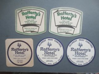 5 Diff Rafferty,  S Hotel,  Balga Western Australia 1970,  S Issued,  Coasters