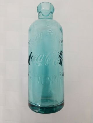 1997 " Property Of Coca - Cola " Hutch Blue/green Glass Bottle -