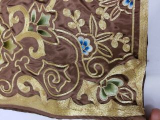 Antique vintage Chinese Embroidered Silk Robe Panel Gilt Thread Textile Fish 6