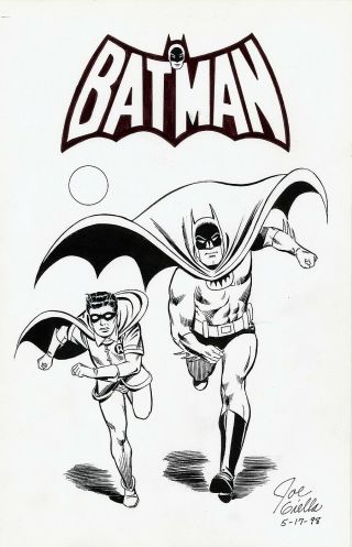 Joe Giella Signed 1998 Batman & Robin Orig.  Art - Signed By Julie Schwartz,  Too