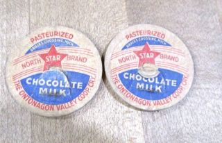 2 Vintage Milk Bottle Caps Choco North Star Dairy Bruce Crossing Ontonagon Mi