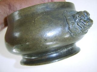 ANCIENT ANTIQUE CHINESE BRONZE CENSER SEAL MARK TO BASE 2