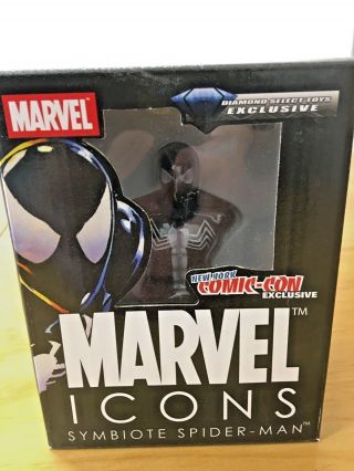 Marvel Icons Black Symbiote Costume Spider - Man Mini Bust Nycc Exclusive Rare