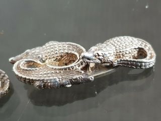 Patrick Mavros Solid Silver Crocodile Cuflinks 5