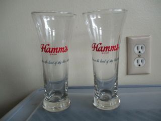 Vintage 7 - 1/4 " Tall Hamm’s Beer Pilsner Glasses