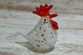 Hand Blown Glass Rooster Chicken Figurine