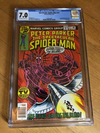 Spectacular Spider - Man 27 Cgc Graded 7.  0 - 1st Frank Miller Daredevil Key Issue