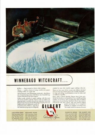 Vintage 1939 Gilbert Quality Papers Winnebago Witchcraft Cotton Mfg Ad Print