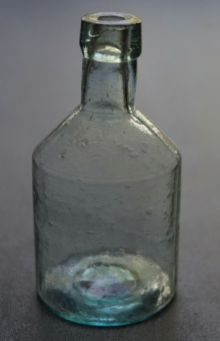 Crude Antique Miniature Civil War Era Applied Top Cylinder Bottle