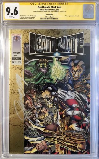 Deathmate Black Gold Variant Signed By Jim Lee And J Scott Campbell Cgc Ss 9.  6