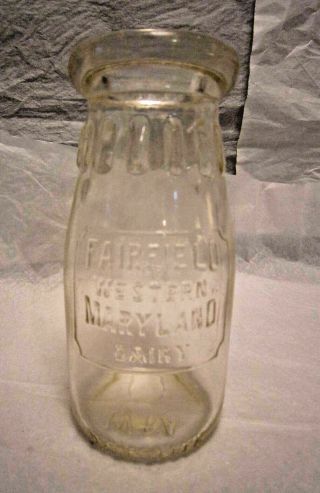 Fairfield Western Maryland Dairy Half Pint Milk Bottle 1