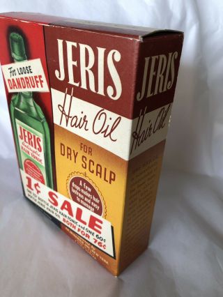 Set of 2 Vintage JERIS Hair Tonic & Oil Barber Bottles FULL NOS,  Double Boxes 4
