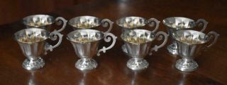 Rare Antique S/8 Webster Small Sterling Silver Absinthe Handled Cups Cordials