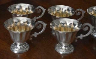 RARE ANTIQUE S/8 WEBSTER SMALL STERLING SILVER ABSINTHE HANDLED CUPS CORDIALS 2