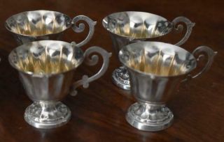 RARE ANTIQUE S/8 WEBSTER SMALL STERLING SILVER ABSINTHE HANDLED CUPS CORDIALS 3