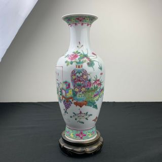 Colorful Antique Early 20th Century Chinese Porcelain Vase With Precious Objects 2