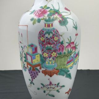 Colorful Antique Early 20th Century Chinese Porcelain Vase With Precious Objects 3