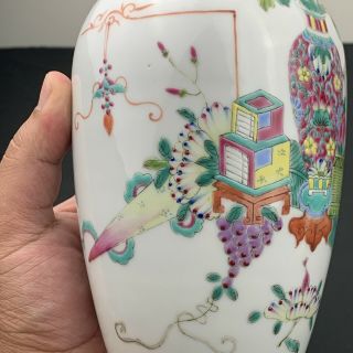 Colorful Antique Early 20th Century Chinese Porcelain Vase With Precious Objects 5