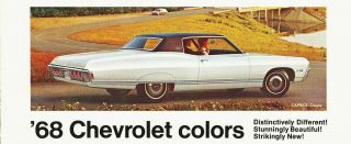 1968 Chevrolet Impala Ss Camaro Chevelle Factory Colors Brochure W/paint Chips